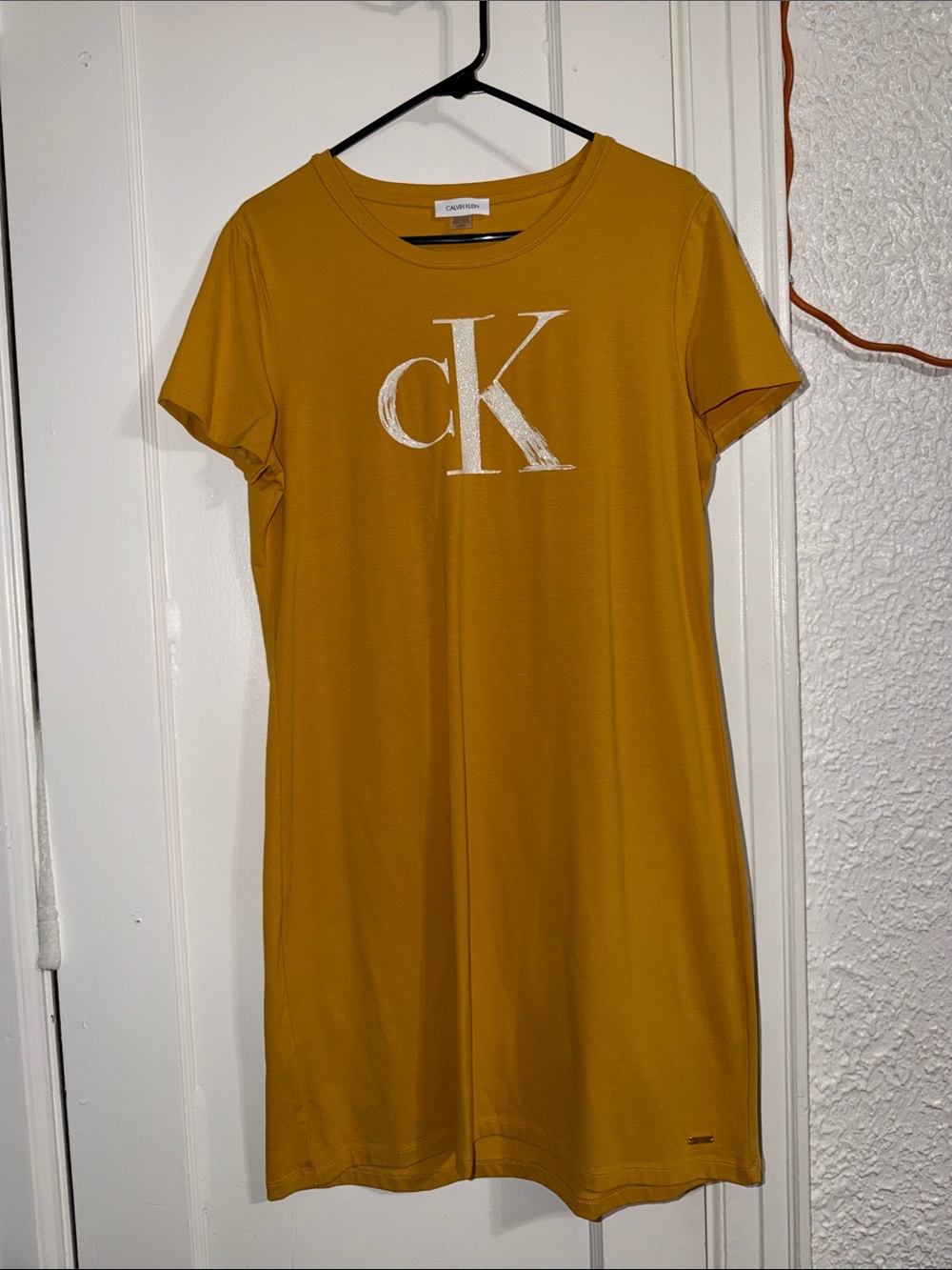 Calvin Klein Yellow Crewneck CK Logo Dress